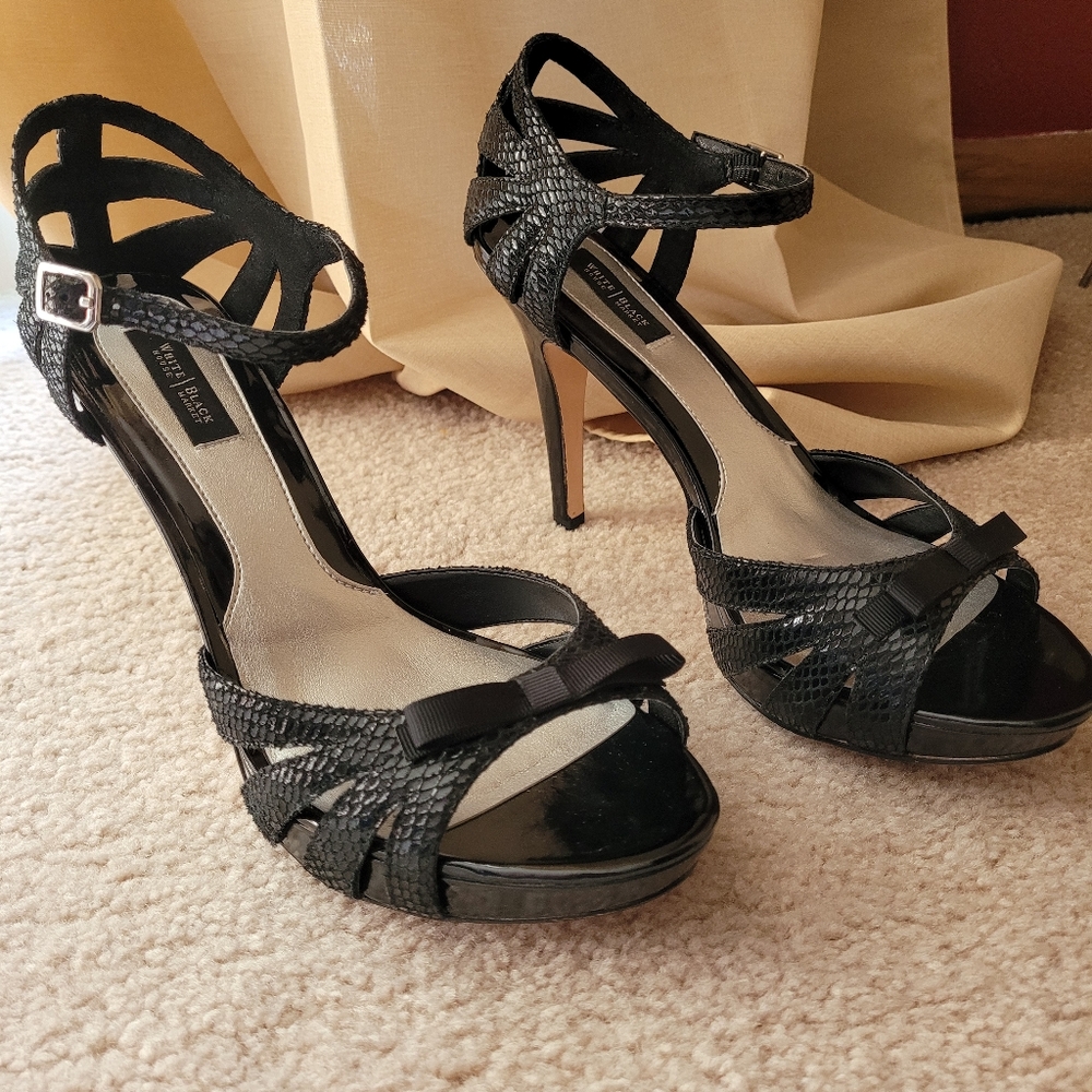 WHBM snakeskin print heels